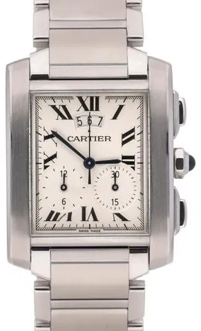 Cartier Tank Française 2653 28mm Stainless steel White