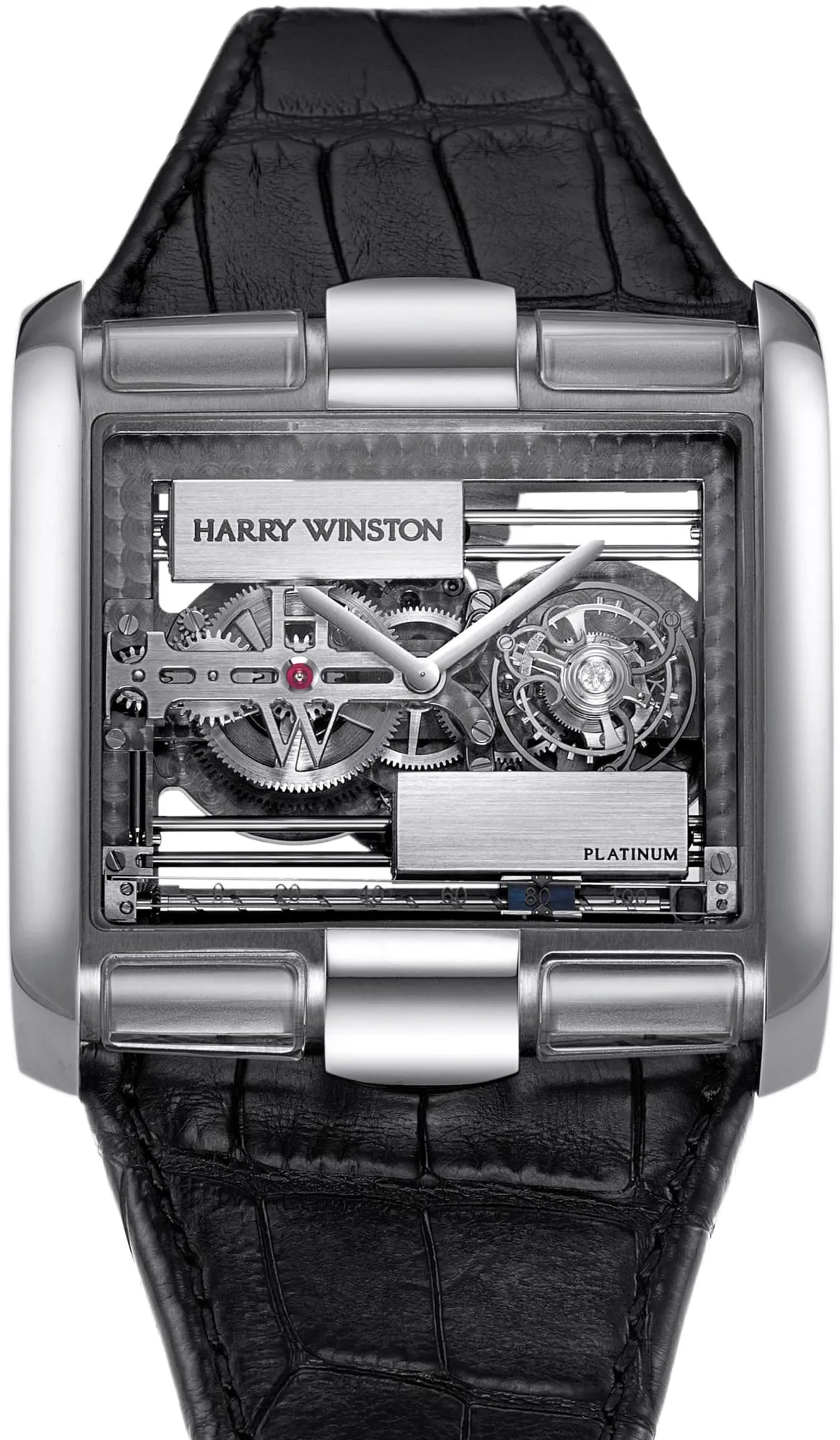 Harry Winston Tourbillon Glissiere 350/MATWL 49mm White gold Skeletonized