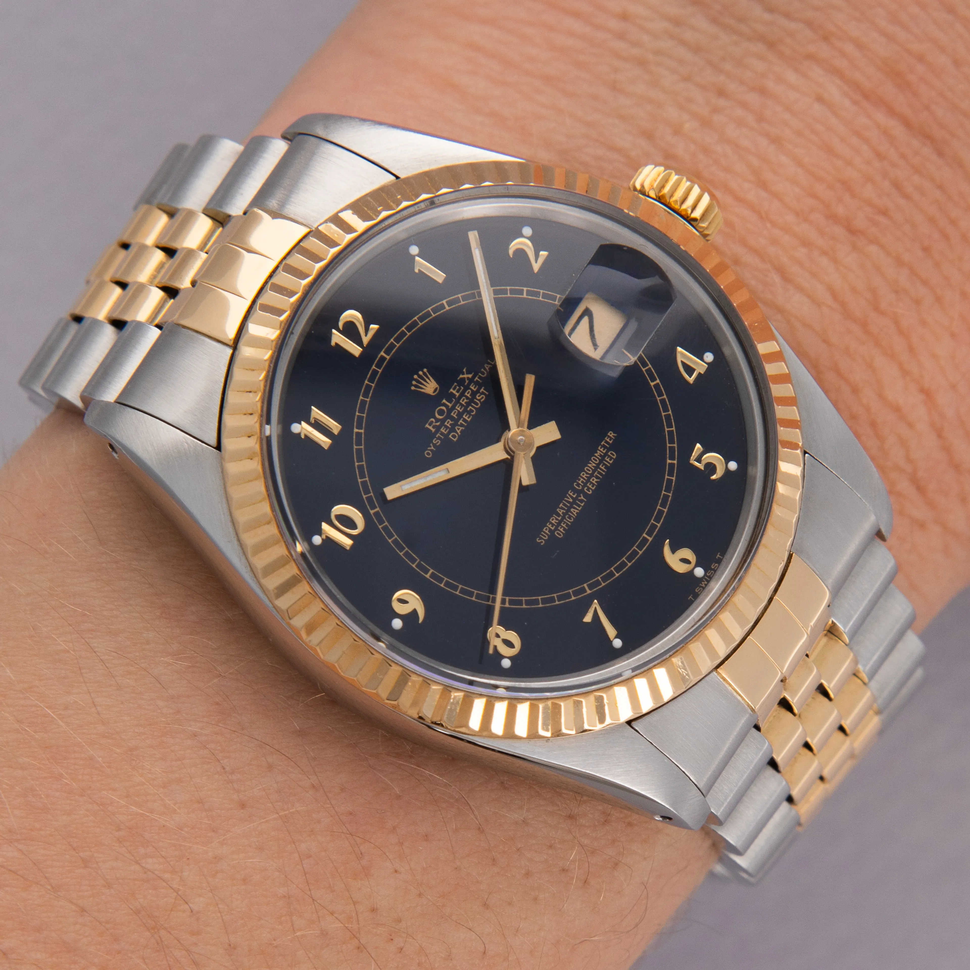 Rolex Datejust 36 16013 36mm Yellow gold and stainless steel Blue 16