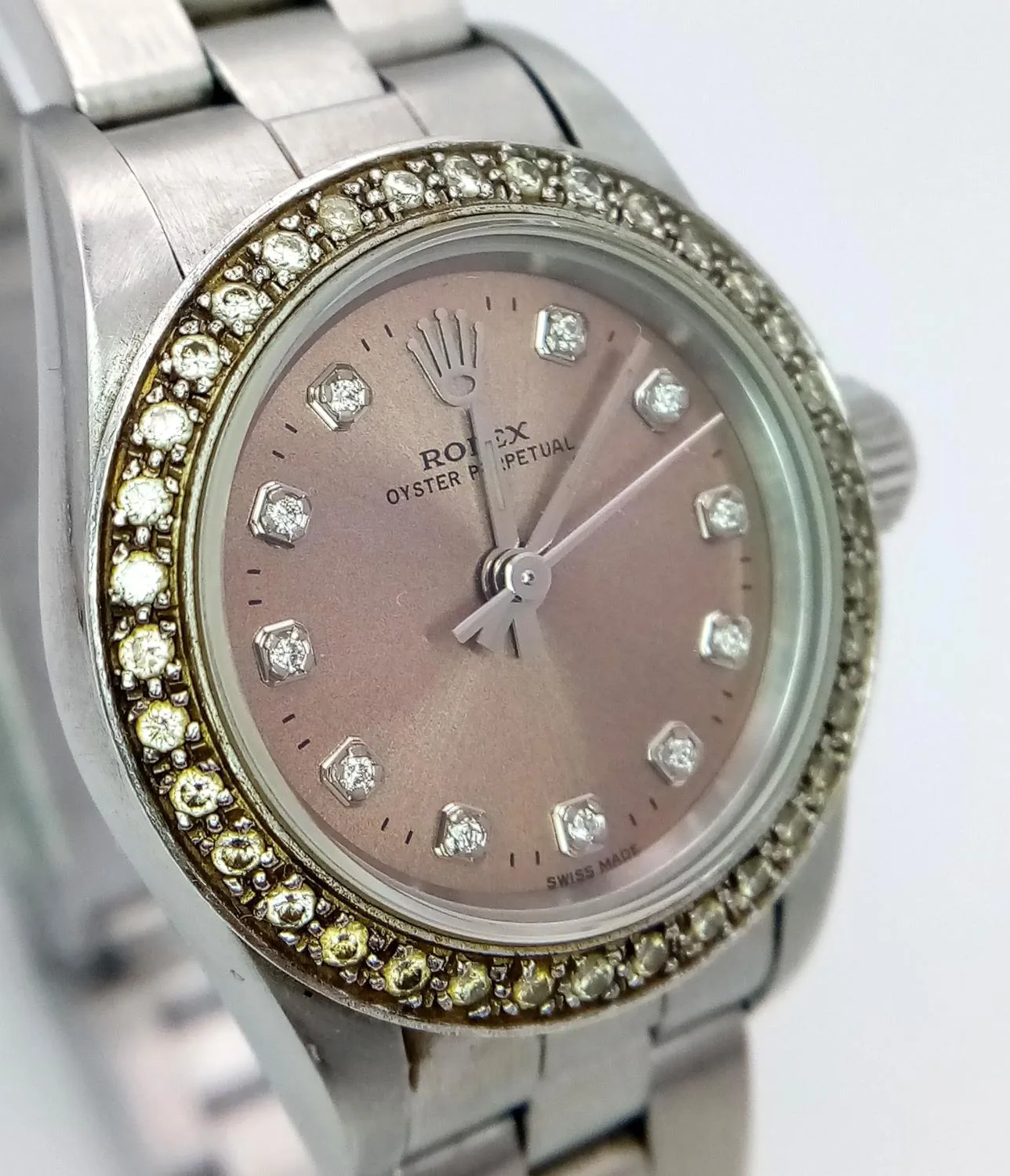 Rolex 24mm Stainless steel and Diamond Salmon 2