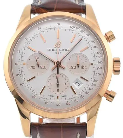 Breitling Transocean RB0152 43mm Red gold Silver