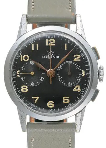 Lemania 34mm Stainless steel Black