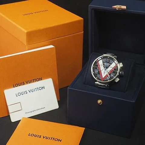 Louis Vuitton Tambour V QA076 46mm Stainless steel Blue 7