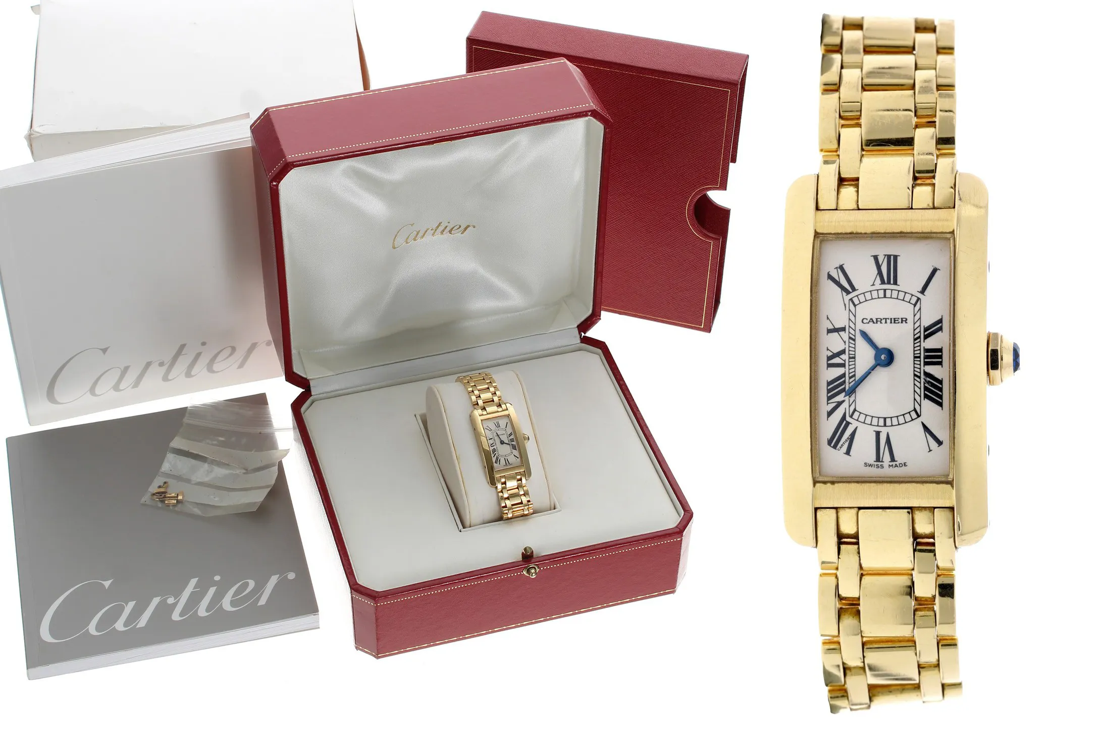 Cartier Tank Américaine 2482 19mm Yellow gold Silver 1