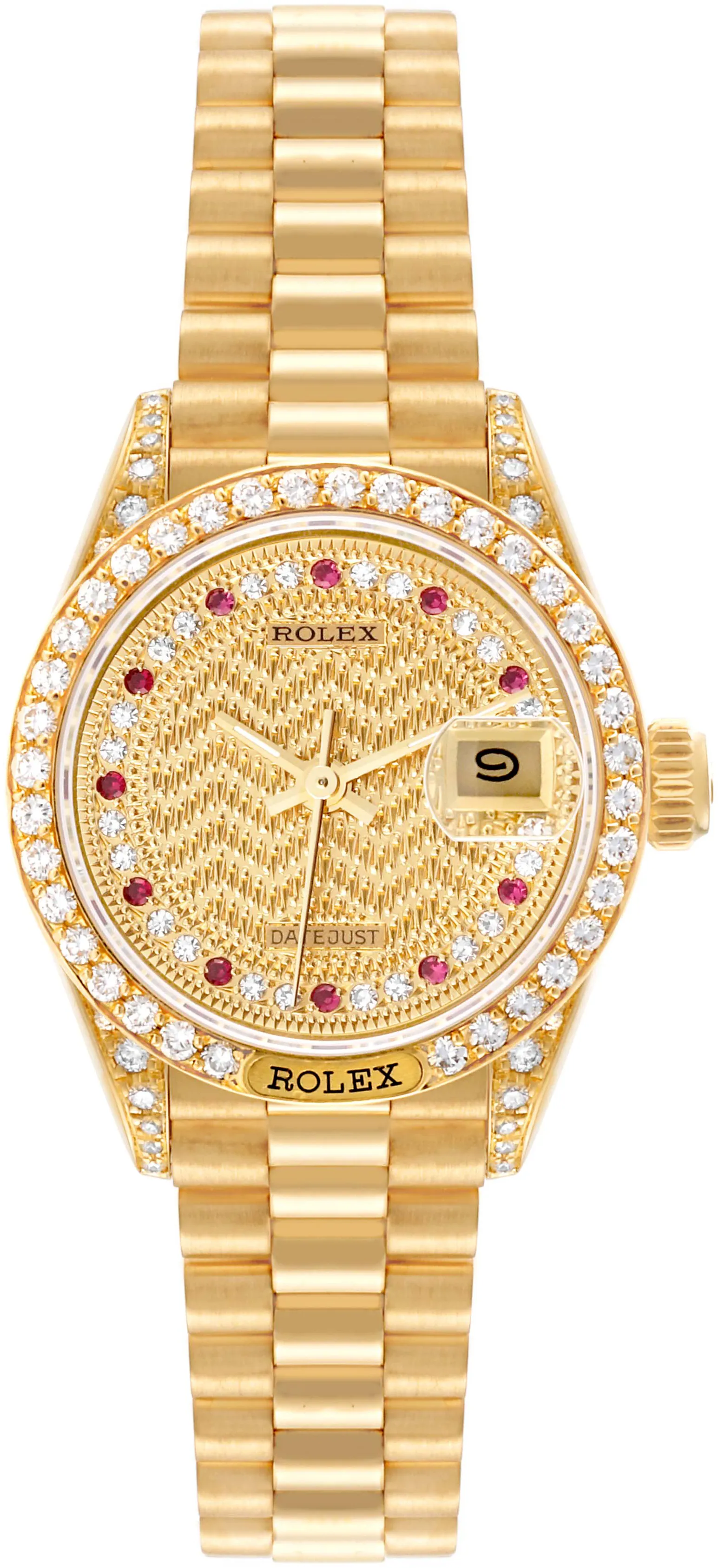 Rolex Lady-Datejust 69158 26mm Yellow gold Decorated champagne