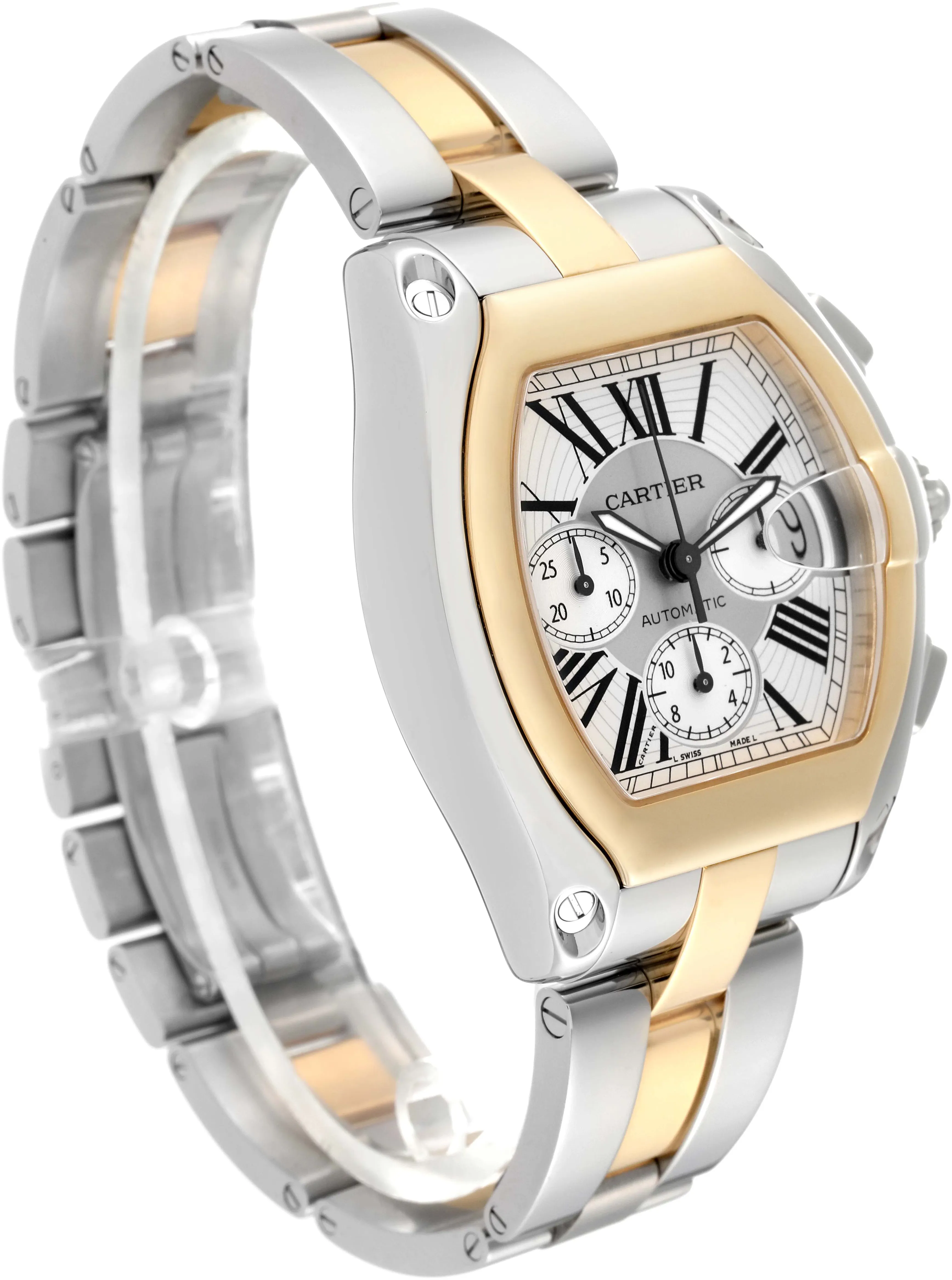 Cartier Roadster W62027Z1 48mm Yellow gold and Stainless steel Silver sunray effect 2