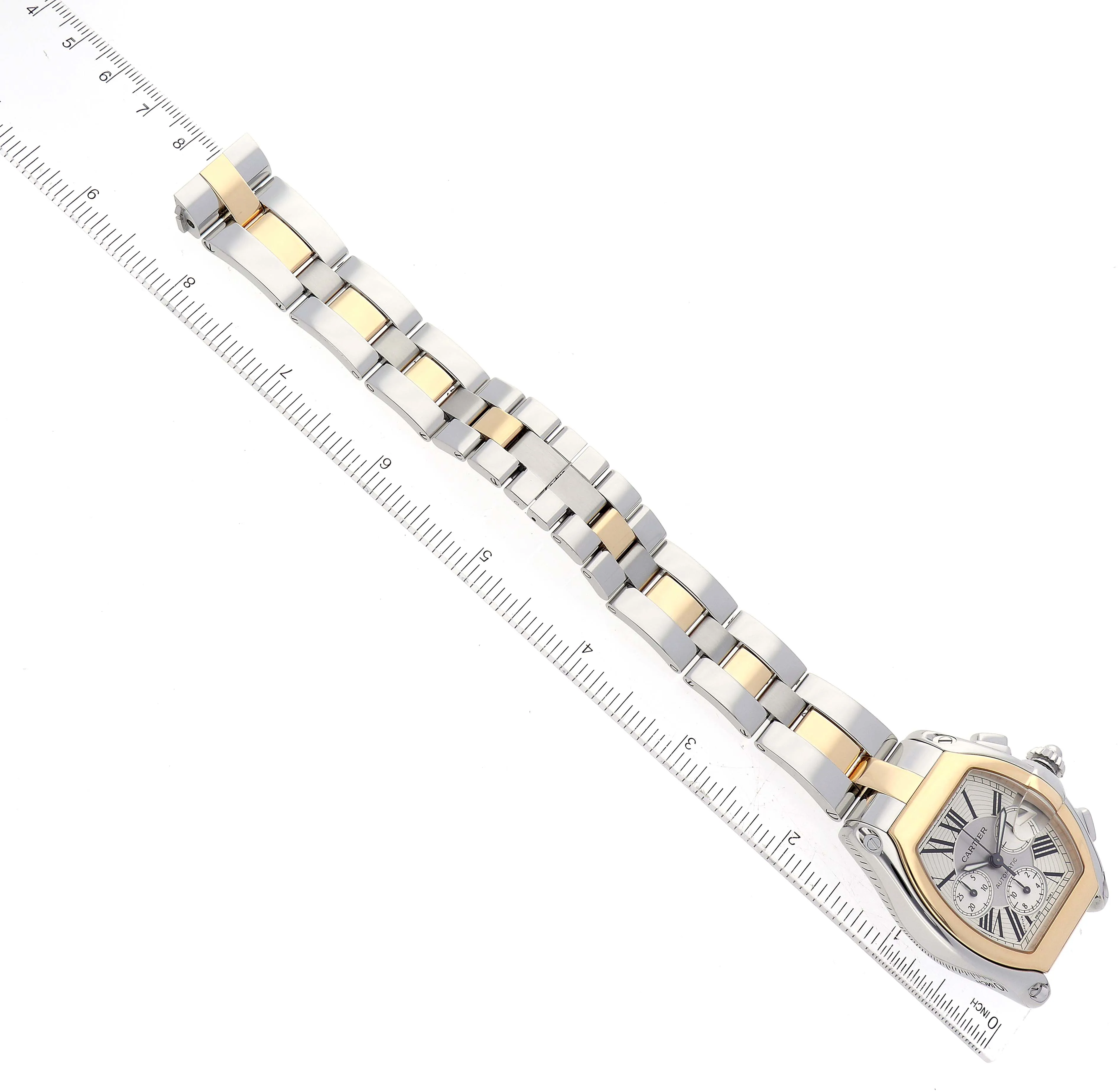 Cartier Roadster W62027Z1 48mm Yellow gold and Stainless steel Silver sunray effect 7