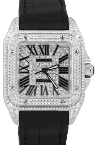 Cartier Santos 100 2878 33mm Stainless steel Pave