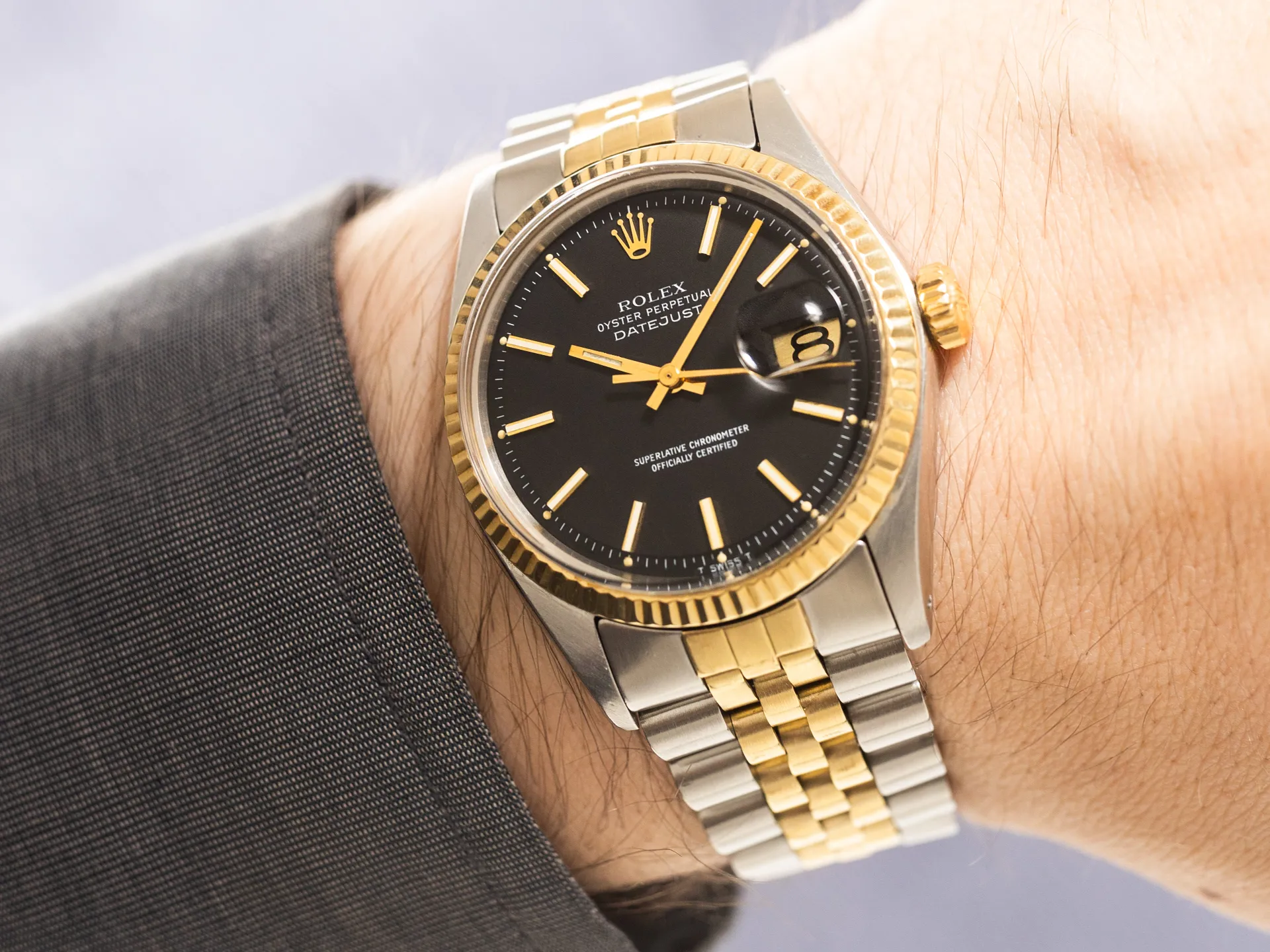 Rolex Datejust 1601 36mm Yellow gold and stainless steel Black