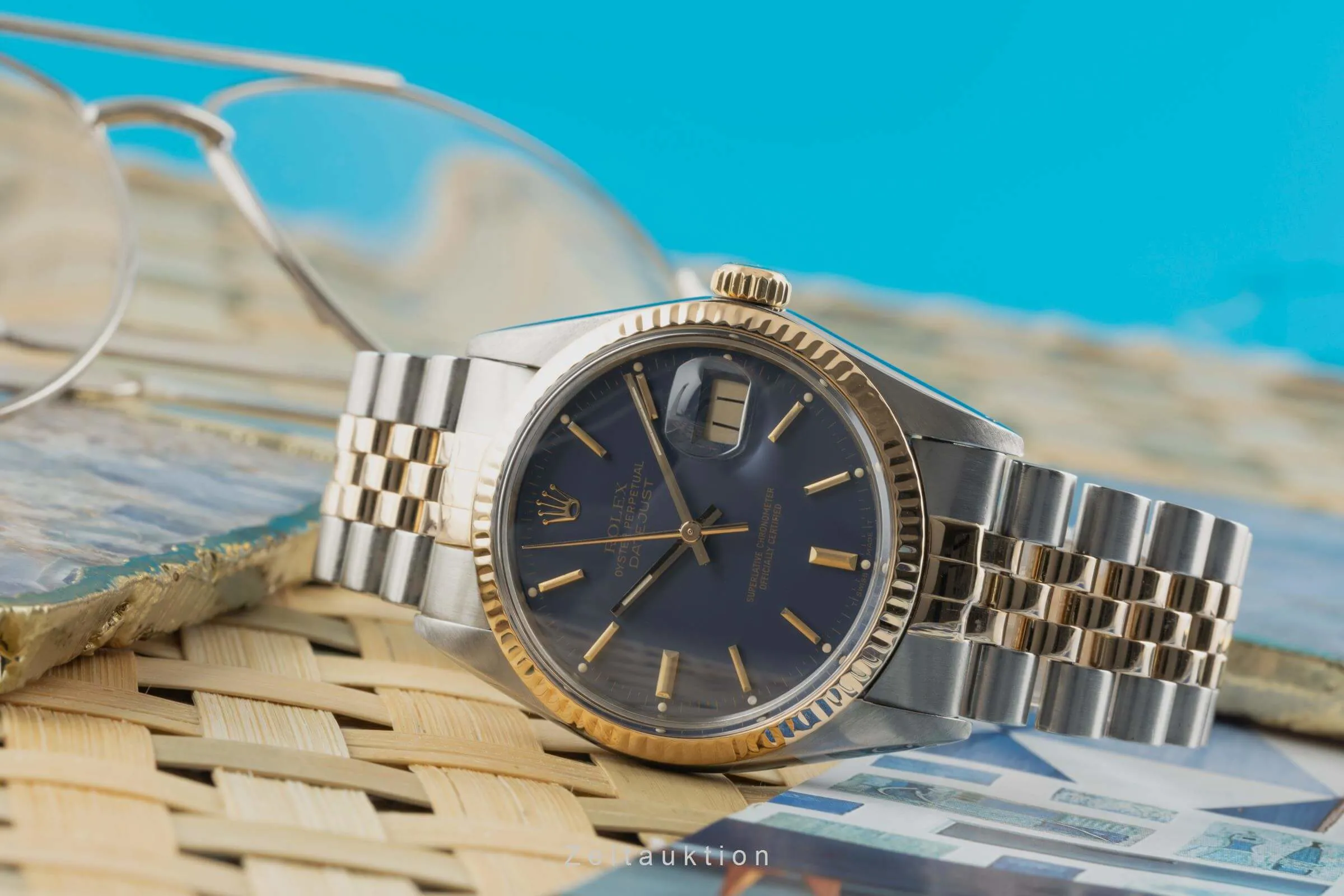 Rolex Datejust 16013 36mm Yellow gold and stainless steel Blue 1