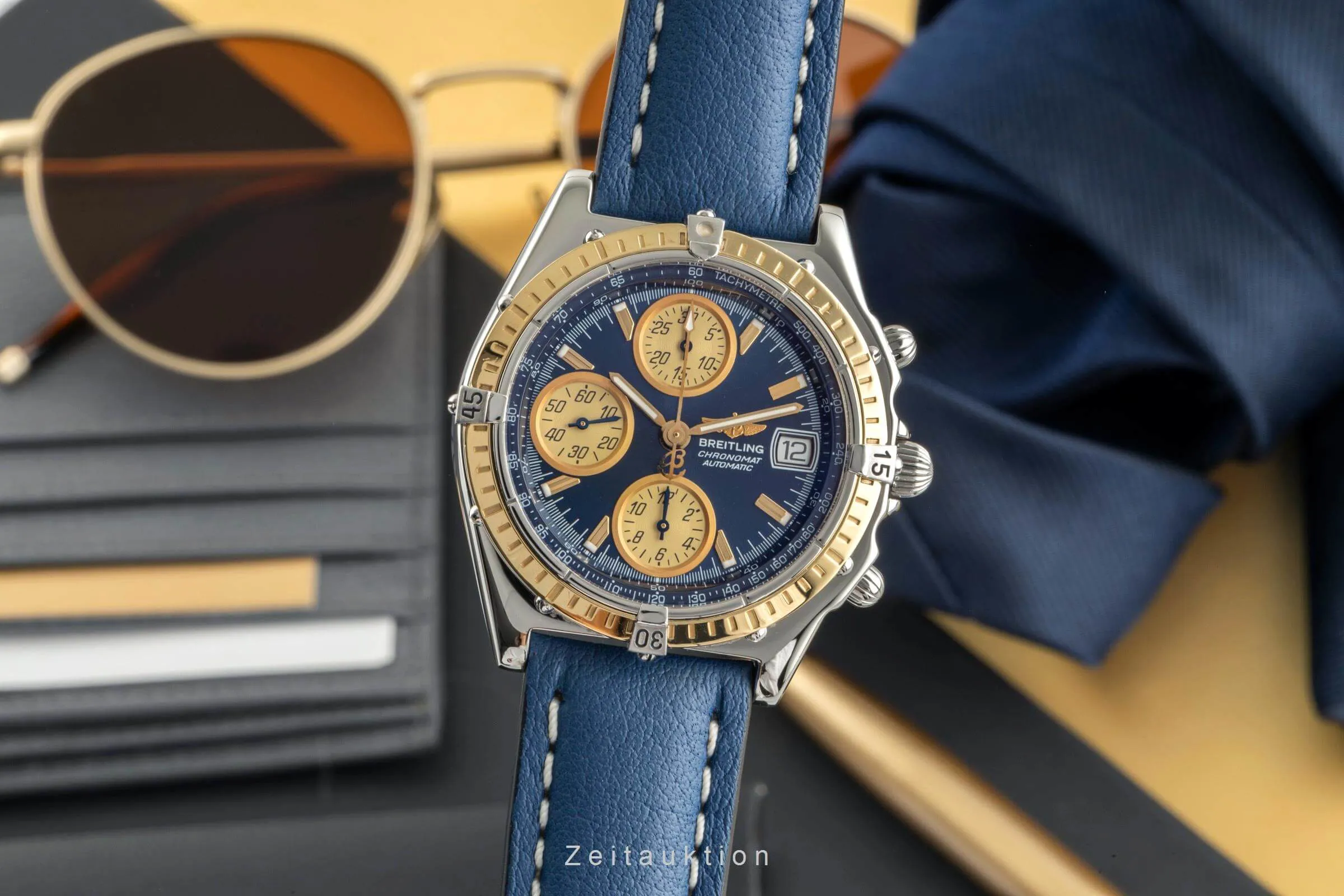 Breitling Chronomat D13050.1 39mm Yellow gold and Stainless steel Blue