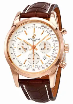 Breitling Transocean RB015212-G738-744P-A20D.1 43mm Rose gold Silver