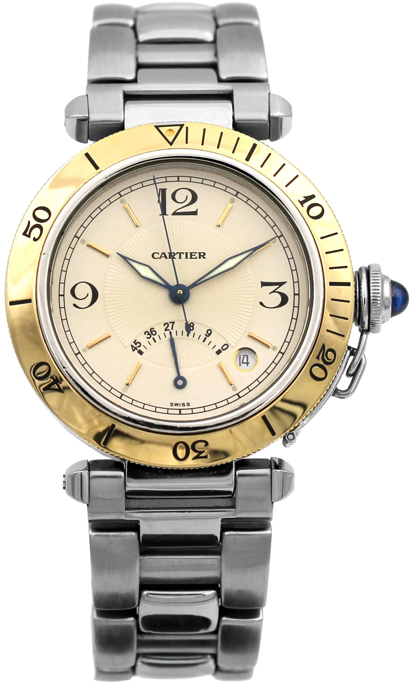 Cartier Pasha 1033 38mm Yellow gold and stainless steel Silver