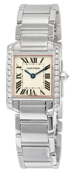 Cartier Tank Française WE1002S3 25mm 18kt white gold Silver Grained
