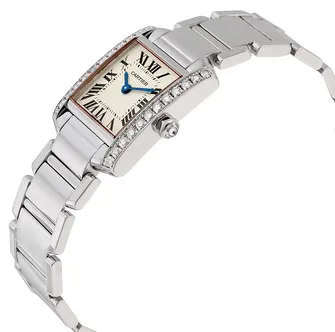 Cartier Tank Française WE1002S3 25mm 18kt white gold Silver Grained 1