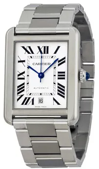 Cartier Tank W5200028 40.85mm Stainless steel Silvered opaline