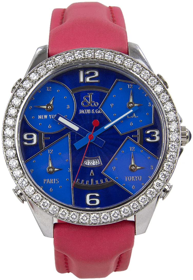 Jacob & Co. Five Time Zone jc-3 47mm Stainless steel Blue