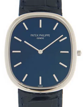 Patek Philippe Golden Ellipse 5738P-001 34.5mm Platinum Blue sunburst