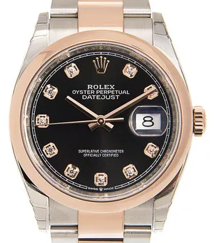 Rolex Datejust 126201BKDO 36mm Rose gold and Stainless steel Black