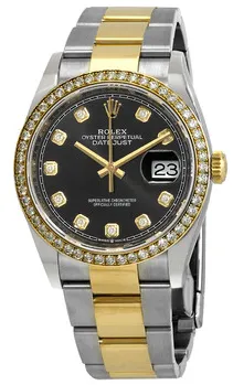 Rolex Datejust 126283BKDO 36mm Yellow gold and Stainless steel Black