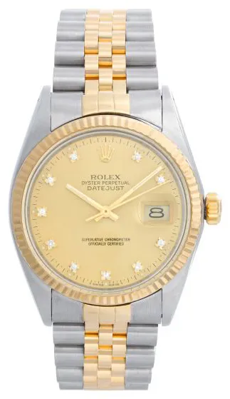 Rolex Datejust 16013 36mm Yellow gold and stainless steel Champagne