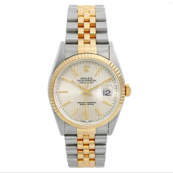 Rolex Datejust 16233 36mm Yellow gold and stainless steel Silver