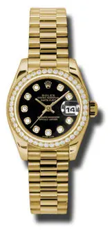 Rolex Datejust 179138BKDP 26mm Yellow gold Black