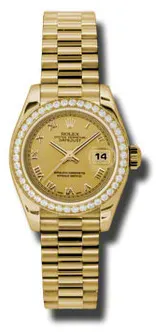 Rolex Datejust 179138CRP 26mm Yellow gold Champagne