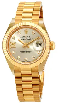 Rolex Datejust 279178SRDP 28mm Yellow gold Silver