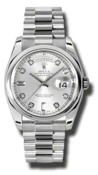 Rolex Day-Date 118206SDP 36mm Platinum Silver