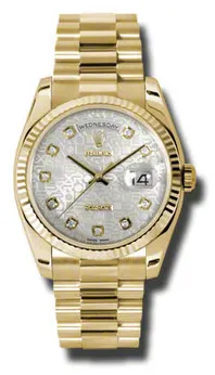 Rolex Day-Date 118238SJDP 36mm Yellow gold Silver