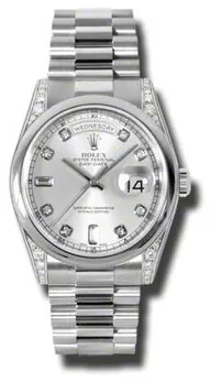 Rolex Day-Date 118296SDP 36mm Platinum and Diamond Silver