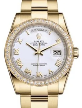 Rolex Day-Date 118348WRO 36mm Yellow gold White