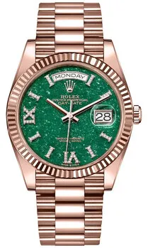 Rolex Day-Date 128235-0068 36mm Everose gold Green