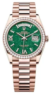 Rolex Day-Date 128345RBR-0068 36mm Everose gold Green