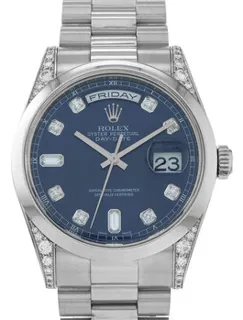 Rolex Day-Date 36 118296 BLDP Platinum Blue