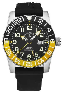 Zeno-Watch Basel Airplane Diver 6349GMT-12-A1-9 Stainless steel Black