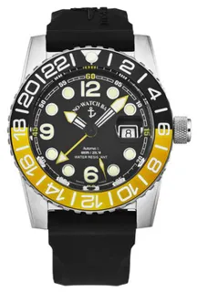 Zeno-Watch Basel Airplane Diver 6349GMT-3-A1-9 Stainless steel Black