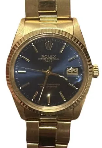 Rolex Oyster Perpetual Date 15038 34mm Yellow gold Blue