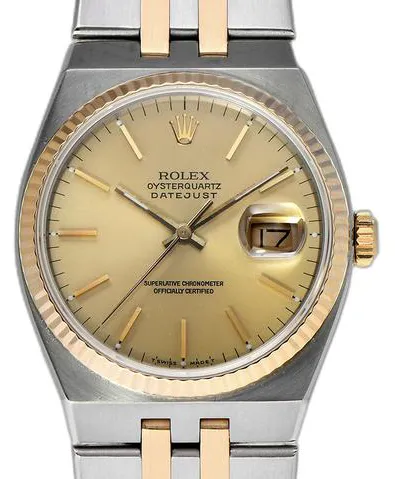 Rolex Datejust Oysterquartz 17013 36mm Yellow gold and stainless steel Champagne