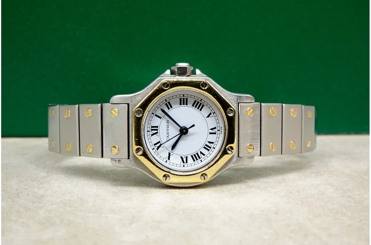 Cartier Santos Octagon 0907 25mm Yellow gold and Stainless steel bianco