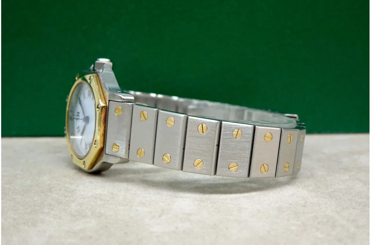 Cartier Santos Octagon 0907 25mm Yellow gold and Stainless steel bianco 1