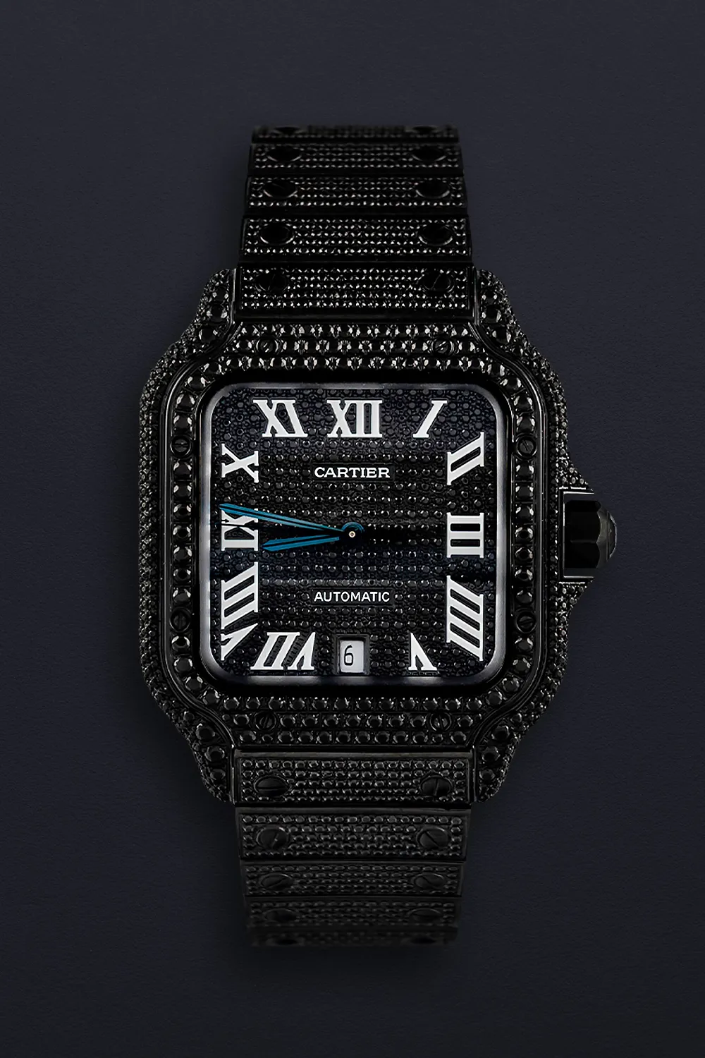 Cartier Santos de Cartier 39.8mm Stainless steel and Diamond Black