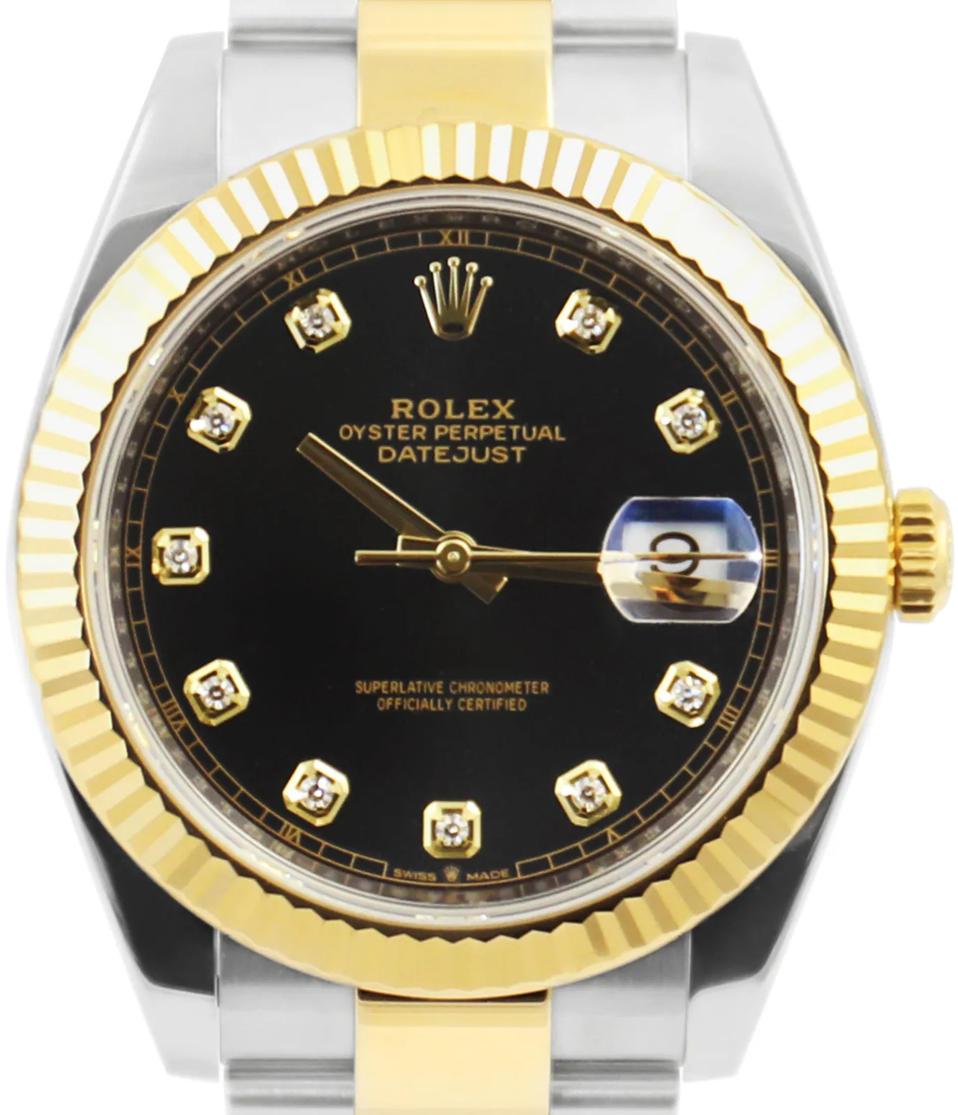 Rolex Datejust 126333 41mm Yellow gold and stainless steel Black