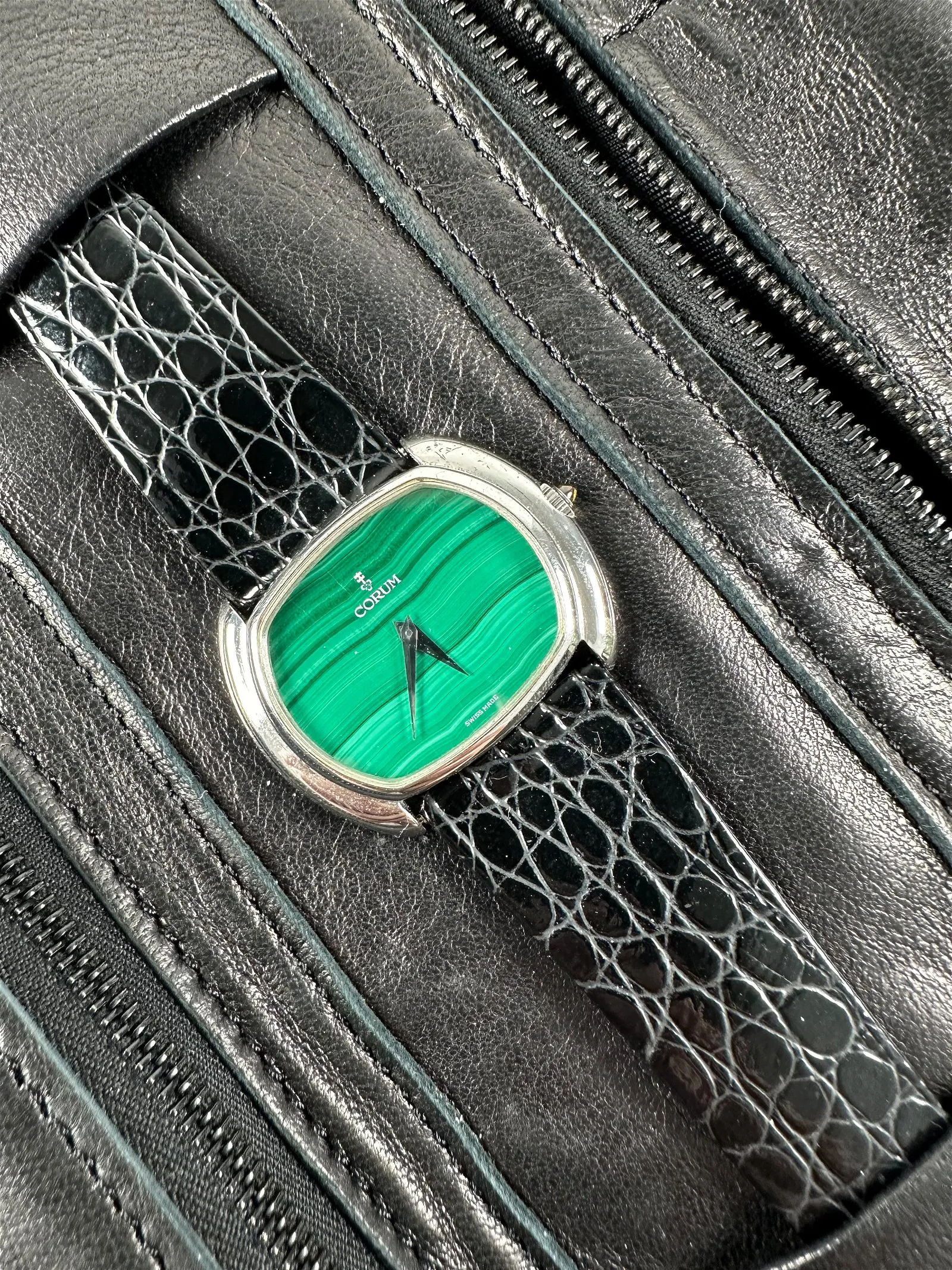 Corum 35mm Silver Malachite