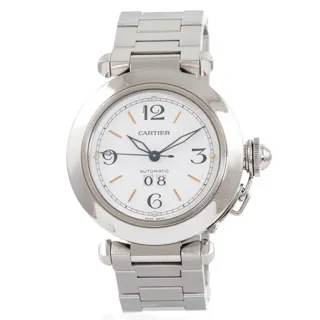 Cartier Pasha C 2475 Stainless steel White