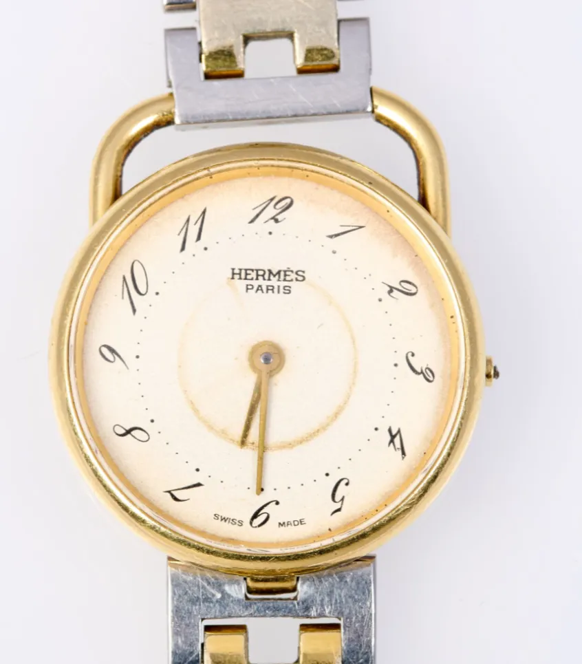 Hermès Arceau 25mm Yellow gold and Stainless steel Cream