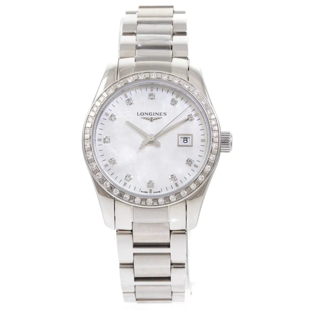 Longines Conquest Classic L22860876 29.5mm Stainless steel and diamond-set Mother-of-pearl