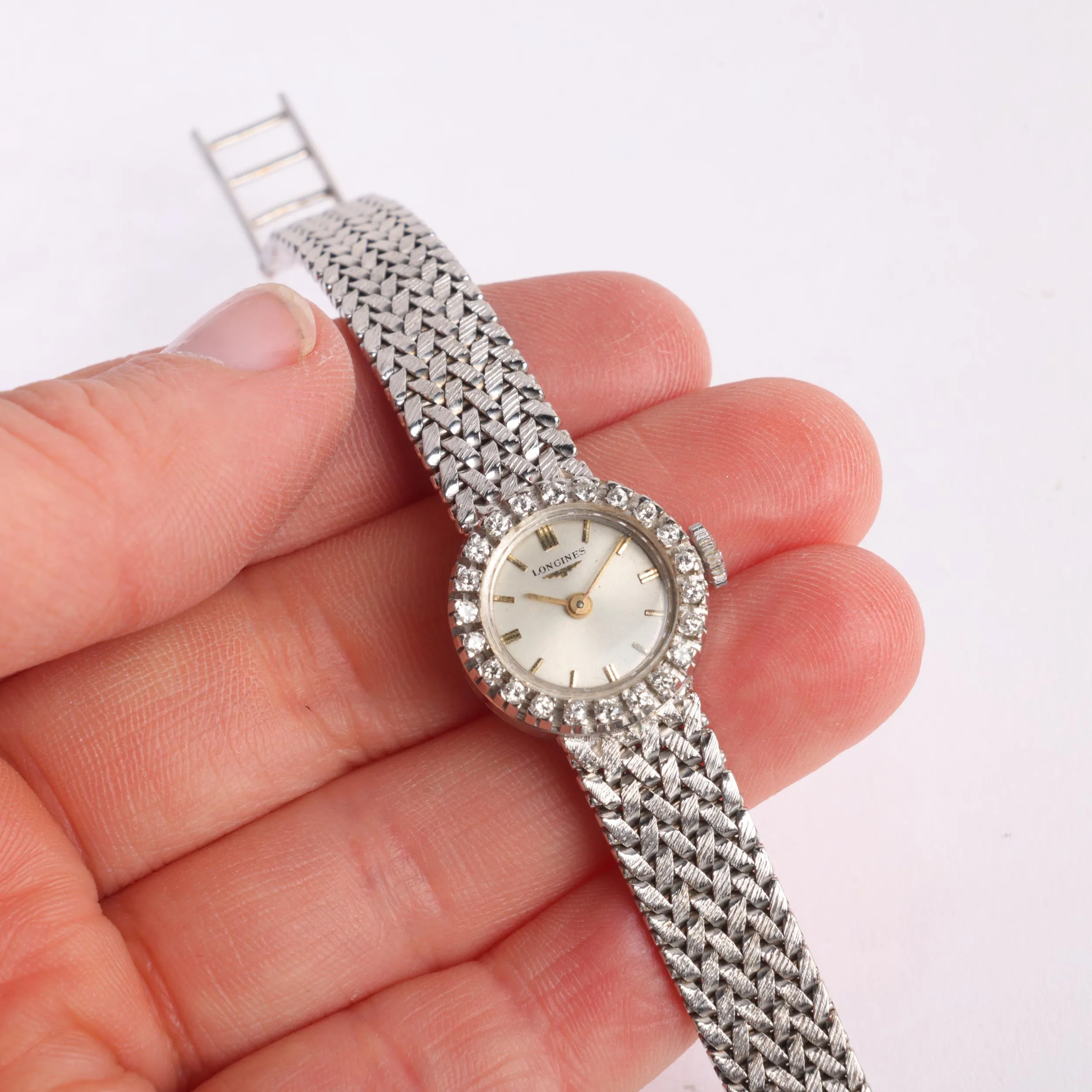 Longines 17mm White gold and diamond Silver 4