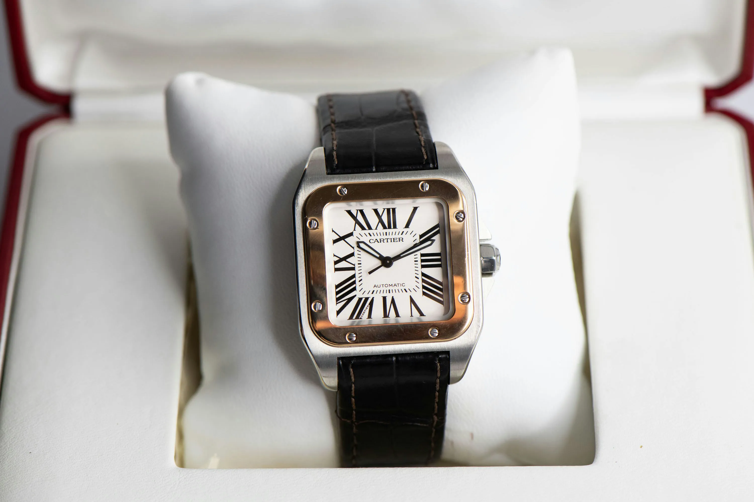 Cartier Santos 100 2878 33mm Rose gold and Stainless steel White 2